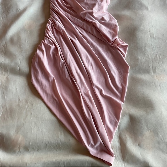 Norma Kamali - Baby Pink Blush One Shoulder Mini Dress Diana Gown Size S/36 - Picture 3 of 8